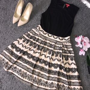 ELLE Sleeveless Black&Cream Lace Dress